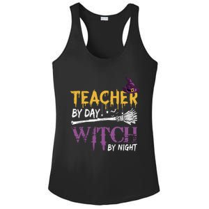 Funny Teacher By Day Witch By Night Halloween Party Gift Ladies PosiCharge Competitor Racerback Tank