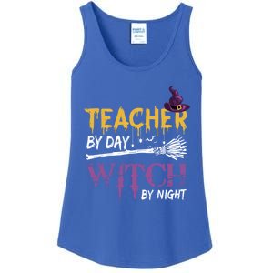 Funny Teacher By Day Witch By Night Halloween Party Gift Ladies Essential Tank