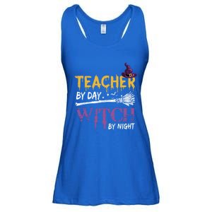 Funny Teacher By Day Witch By Night Halloween Party Gift Ladies Essential Flowy Tank