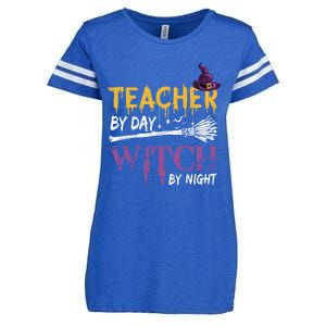 Funny Teacher By Day Witch By Night Halloween Party Gift Enza Ladies Jersey Football T-Shirt