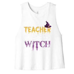 Funny Teacher By Day Witch By Night Halloween Party Gift Women's Racerback Cropped Tank