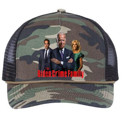 Funny The Biden Crime Family Anti Biden Liberals Democrats Retro Rope Trucker Hat Cap