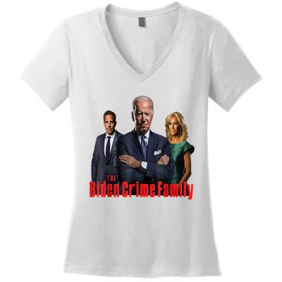 Funny The Biden Crime Family Anti Biden Liberals Democrats Women's V-Neck T-Shirt