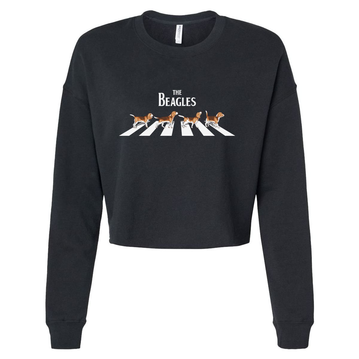 Funny The Beagles Album Spoof Cropped Pullover Crew