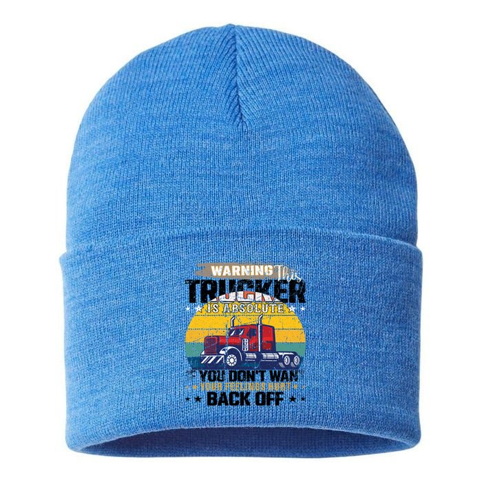 Funny Trucker Big Rig Semi Truck Driver Quote 18 Wheeler Gift Sustainable Knit Beanie