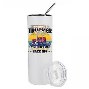 Funny Trucker Big Rig Semi Truck Driver Quote 18 Wheeler Gift Stainless Steel Tumbler