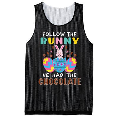 Follow The Bunny He Has The Chocolate Funny Easter Mesh Reversible Basketball Jersey Tank