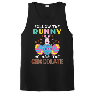 Follow The Bunny He Has The Chocolate Funny Easter PosiCharge Competitor Tank