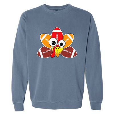 Funny Thanksgiving Baby Turkey Football Balls Sport Lovers  Garment-Dyed Sweatshirt