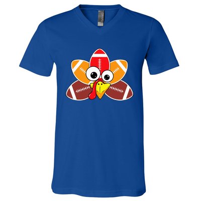 Funny Thanksgiving Baby Turkey Football Balls Sport Lovers  V-Neck T-Shirt