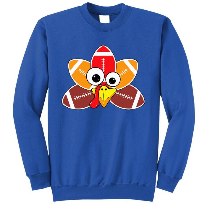 Funny Thanksgiving Baby Turkey Football Balls Sport Lovers  Tall Sweatshirt