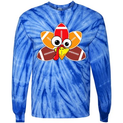 Funny Thanksgiving Baby Turkey Football Balls Sport Lovers  Tie-Dye Long Sleeve Shirt