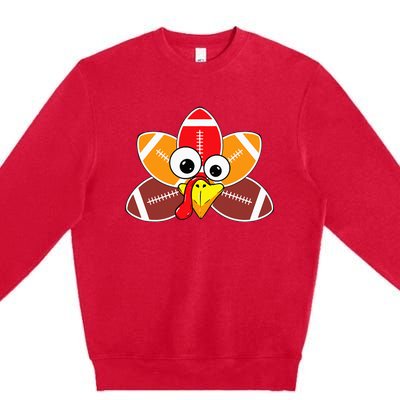 Funny Thanksgiving Baby Turkey Football Balls Sport Lovers  Premium Crewneck Sweatshirt