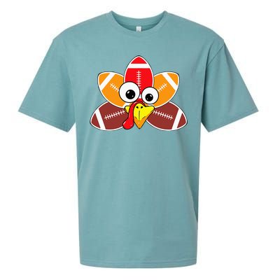 Funny Thanksgiving Baby Turkey Football Balls Sport Lovers  Sueded Cloud Jersey T-Shirt