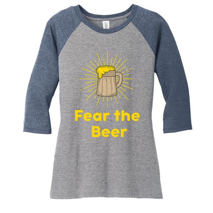 Fear The Beer Shirt Funny Gift Women's Tri-Blend 3/4-Sleeve Raglan Shirt