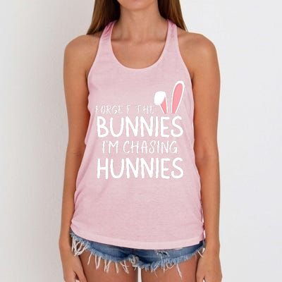 Forget The Bunnies IM Chasing Hunnies Easter Bunny Easter Clothing Funny Easter Women's Knotted Racerback Tank