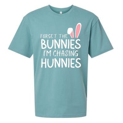 Forget The Bunnies IM Chasing Hunnies Easter Bunny Easter Clothing Funny Easter Sueded Cloud Jersey T-Shirt