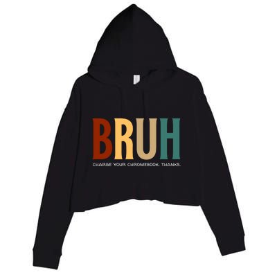 Funny Teachers Bruh Crop Fleece Hoodie