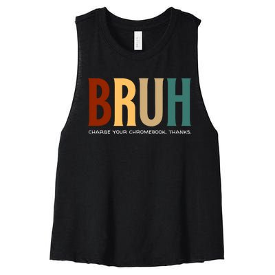 Funny Teachers Bruh Women's Racerback Cropped Tank