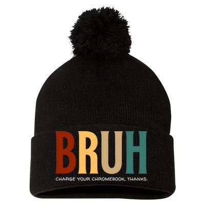 Funny Teachers Bruh Pom Pom 12in Knit Beanie