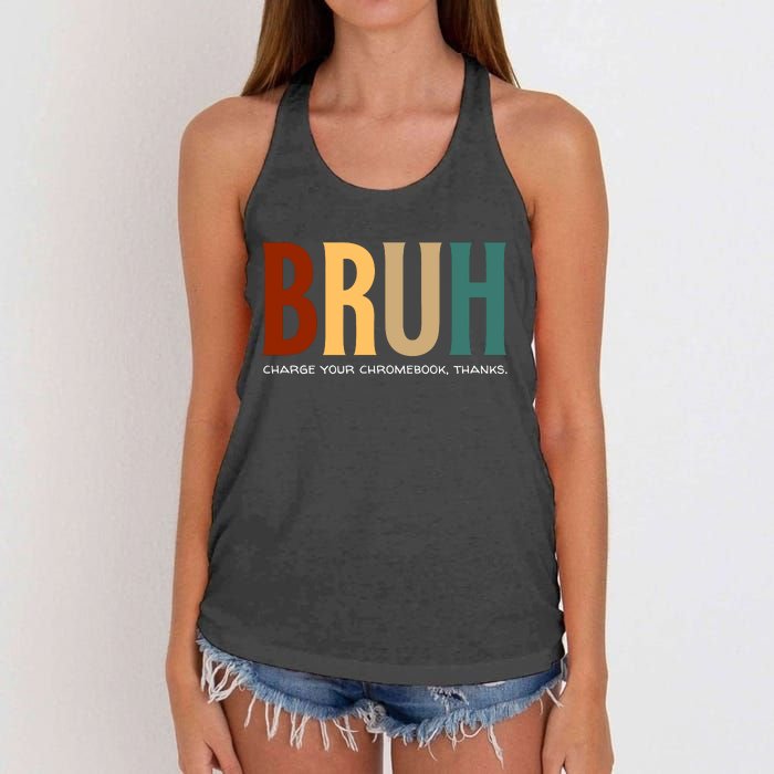 Funny Teachers Bruh Women's Knotted Racerback Tank