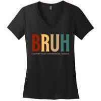 Funny Teachers Bruh Women's V-Neck T-Shirt