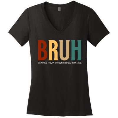 Funny Teachers Bruh Women's V-Neck T-Shirt