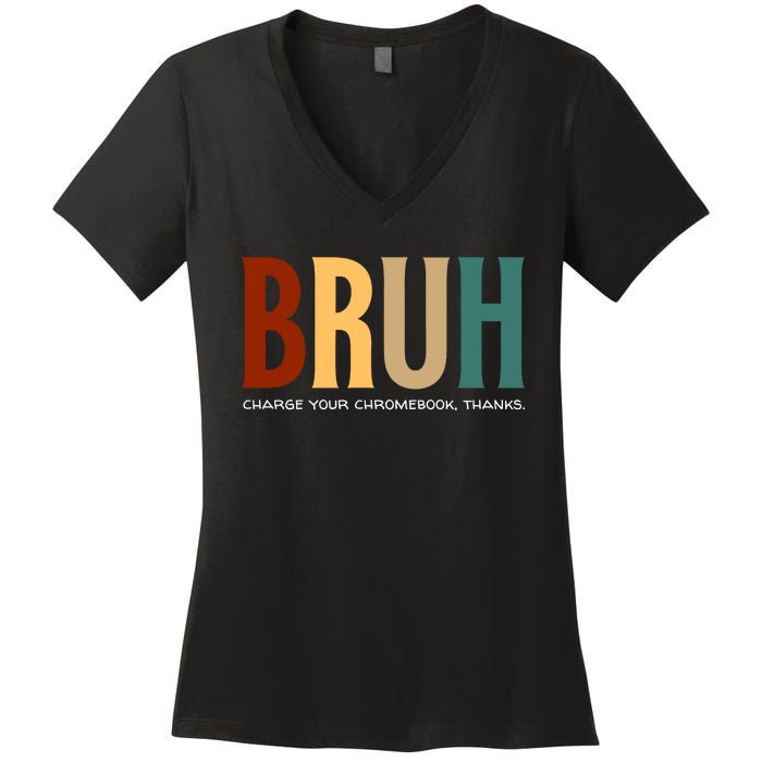 Funny Teachers Bruh Women's V-Neck T-Shirt