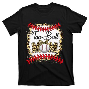 Funny Tee Ball Mom Baseball Leopard Bleached Mother's Day T-Shirt