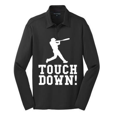 Funny Touchdown Baseball Football Sports Gift Cute Gift Silk Touch Performance Long Sleeve Polo