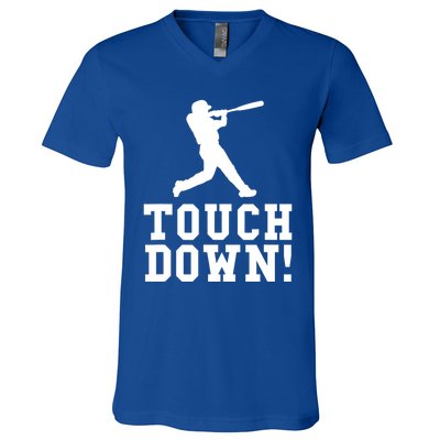 Funny Touchdown Baseball Football Sports Gift Cute Gift V-Neck T-Shirt