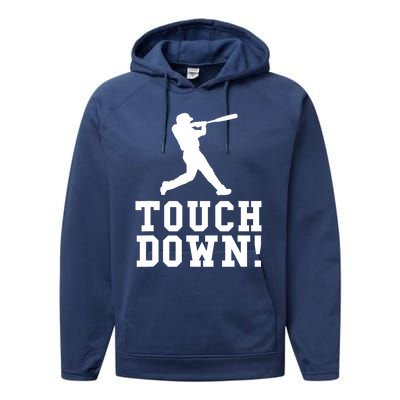 Funny Touchdown Baseball Football Sports Gift Cute Gift Performance Fleece Hoodie