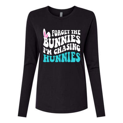 Forget The Bunnies Im Chasing Hunnies Funny Easter Womens Cotton Relaxed Long Sleeve T-Shirt