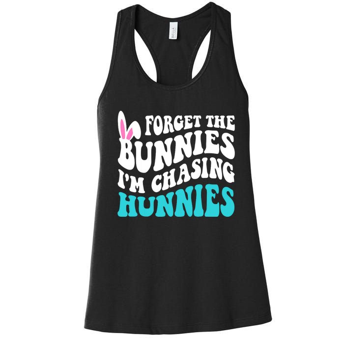 Forget The Bunnies Im Chasing Hunnies Funny Easter Women's Racerback Tank