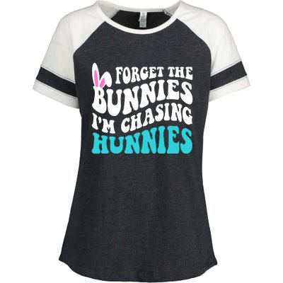 Forget The Bunnies Im Chasing Hunnies Funny Easter Enza Ladies Jersey Colorblock Tee