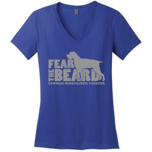 Fear The Beard Ger Wirehaired Pointer Gift Women's V-Neck T-Shirt