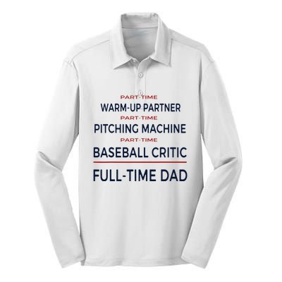 Full Time Baseball Dad Baseball Dad With Balls Ballers Daddy Silk Touch Performance Long Sleeve Polo