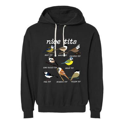 Funny Tit Birds Birdwatcher Garment-Dyed Fleece Hoodie