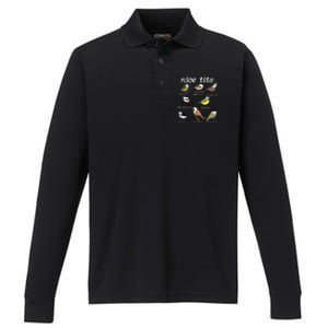 Funny Tit Birds Birdwatcher Performance Long Sleeve Polo