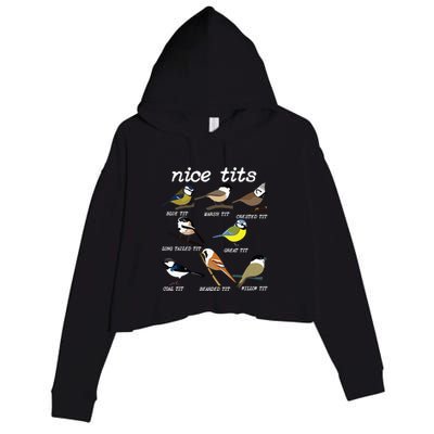 Funny Tit Birds Birdwatcher Crop Fleece Hoodie