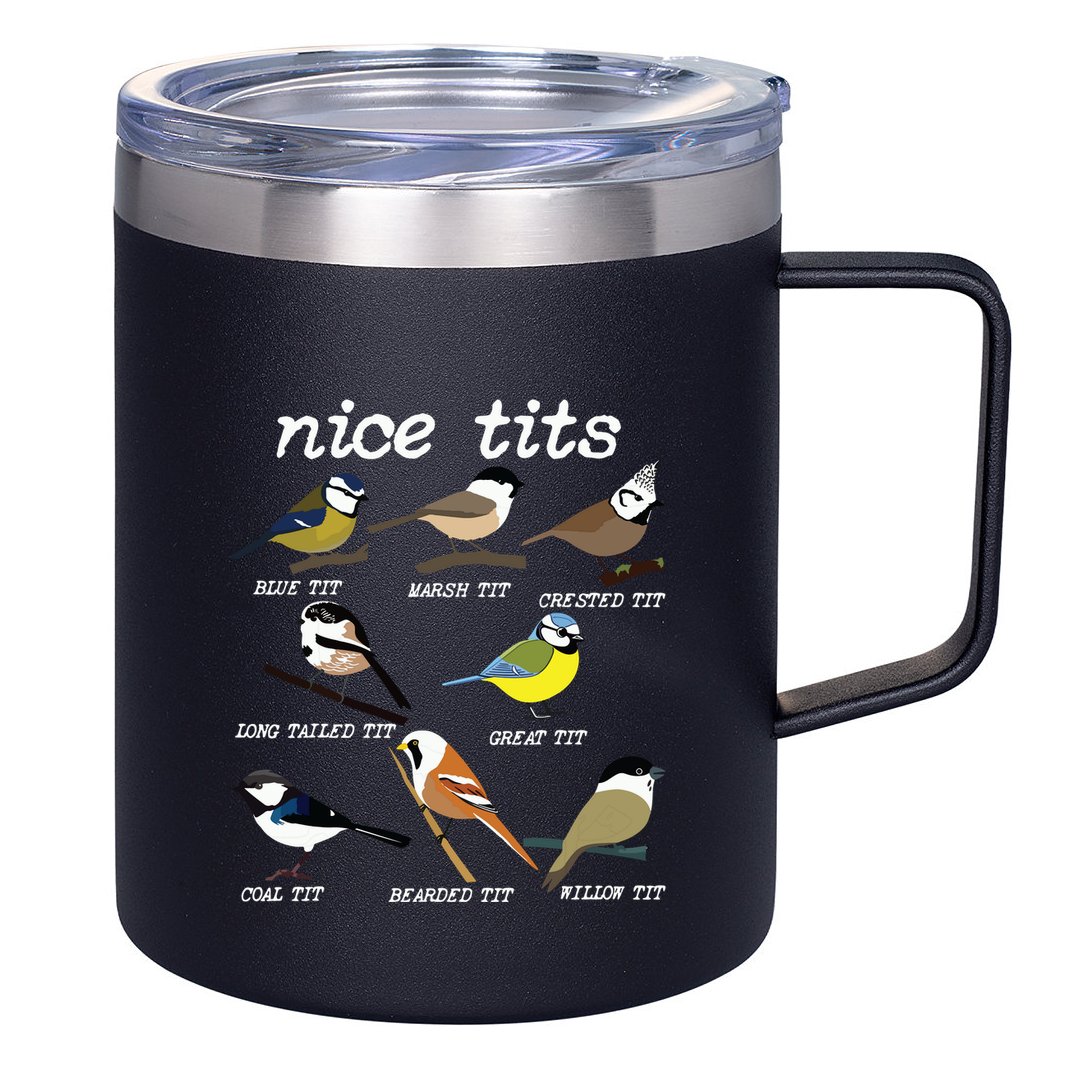 Funny Tit Birds Birdwatcher 12oz Stainless Steel Coffee Mug