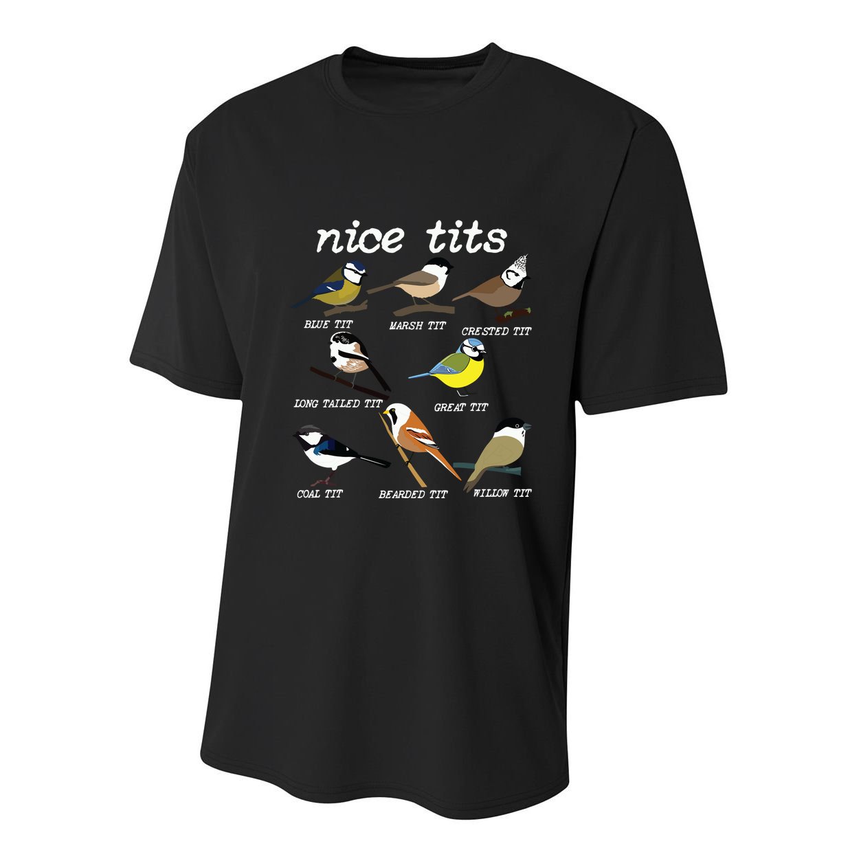 Funny Tit Birds Birdwatcher Youth Performance Sprint T-Shirt