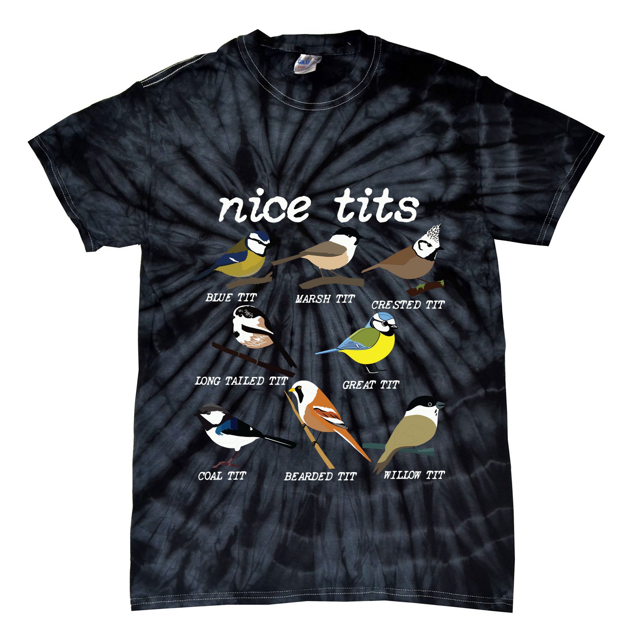 Funny Tit Birds Birdwatcher Tie-Dye T-Shirt