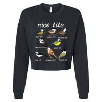 Funny Tit Birds Birdwatcher Cropped Pullover Crew