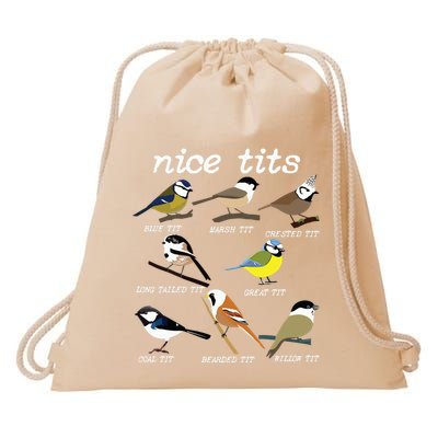 Funny Tit Birds Birdwatcher Drawstring Bag