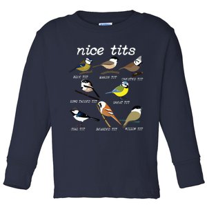 Funny Tit Birds Birdwatcher Toddler Long Sleeve Shirt