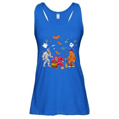 Funny Three Bigfoots Bigfoot Halloween Pumpkin Ladies Essential Flowy Tank