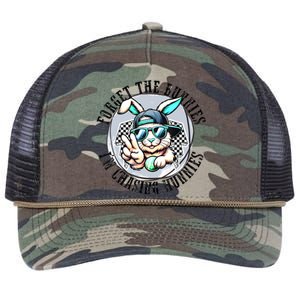 Forget The Bunnies Im Chasing Hunnies Easter Bunny Retro Rope Trucker Hat Cap