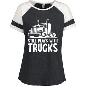 Funny Trucker Big Rig Semi Trailer Truck Driver Cool Gift Enza Ladies Jersey Colorblock Tee