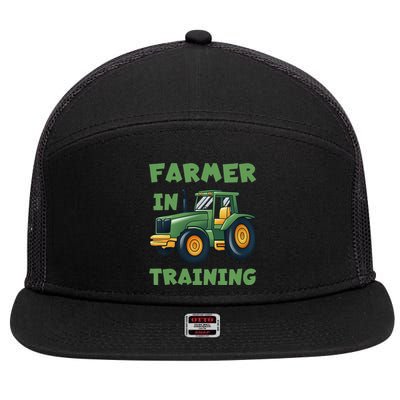  Funny Tractor Boy Farmer In Training Tractor  7 Panel Mesh Trucker Snapback Hat